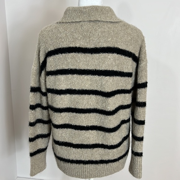 LOFT NWT collared sweater size medium tan with black stripes size medium - Picture 5 of 8